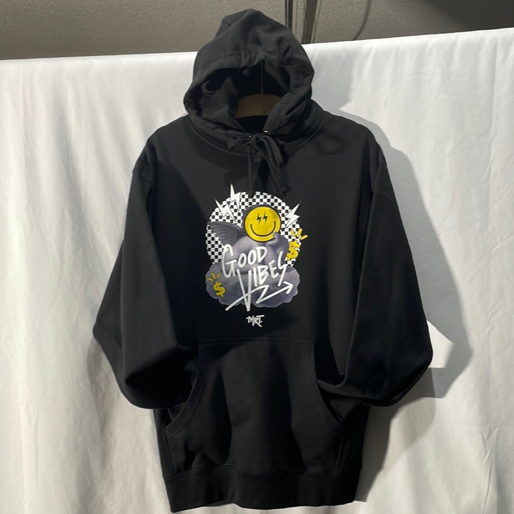 black pull over hoodie Good vibes